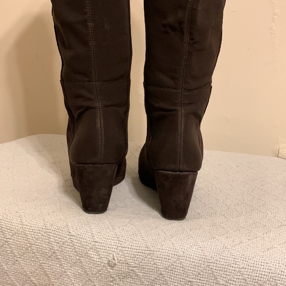 Vince Camuto brown leather suede wedge boots - Picture 4 of 11
